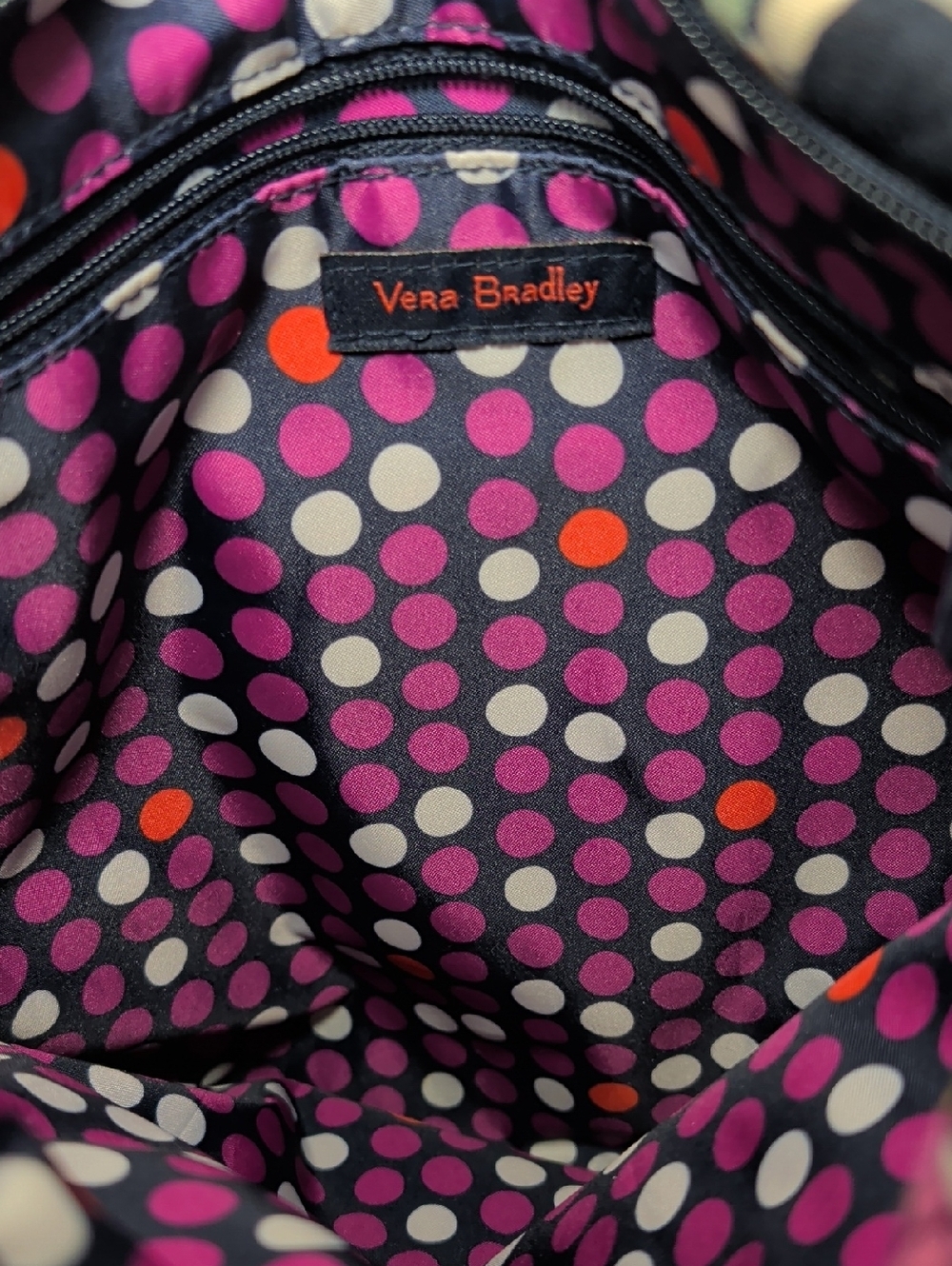 Vera Bradley Triple Zip Hipster Quilted Crossbody Bag Black Butterfly Print - Picture 6 of 9